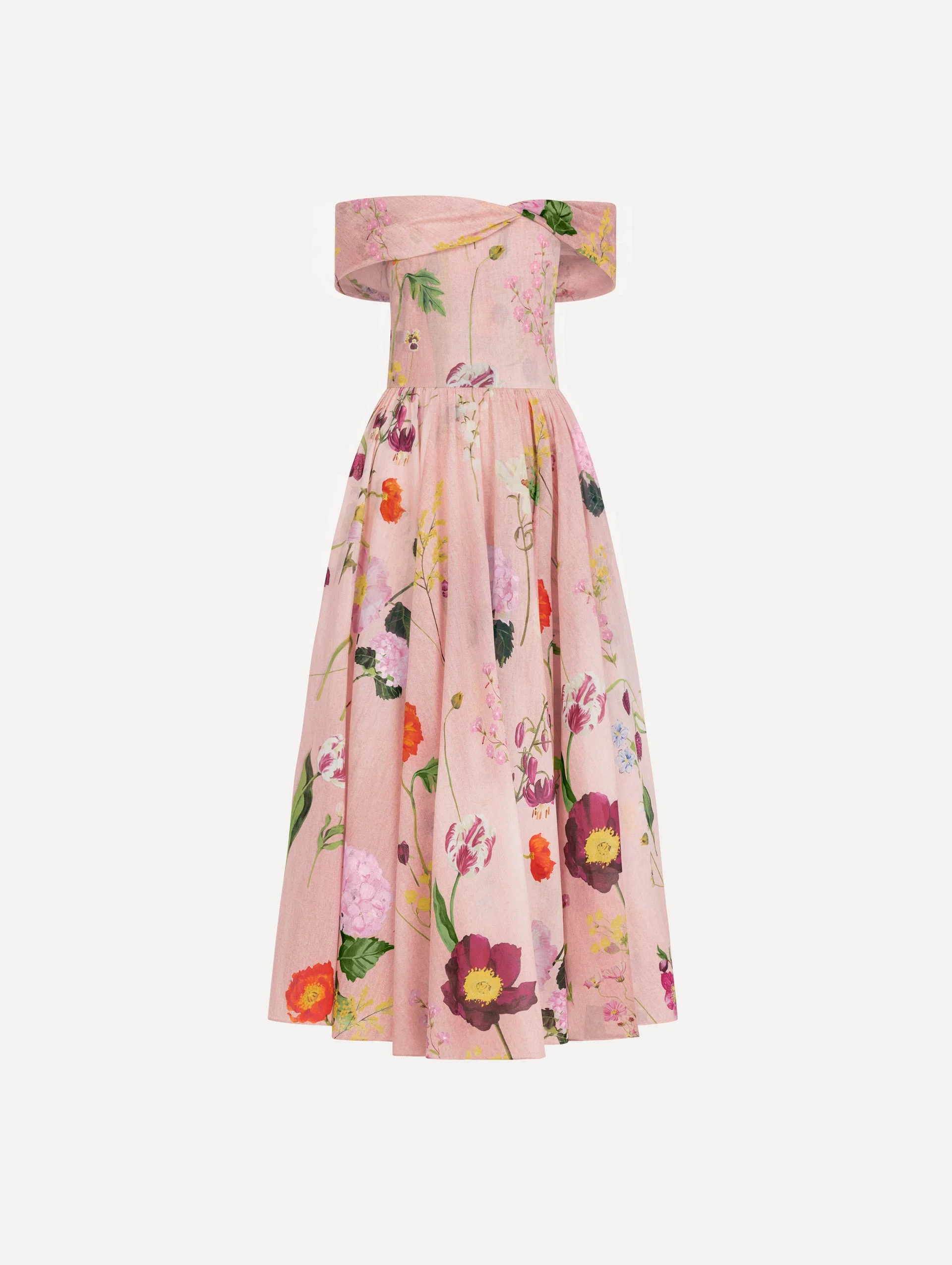 MIXED BOTANICAL OFF-SHOULDER DRESS - 1