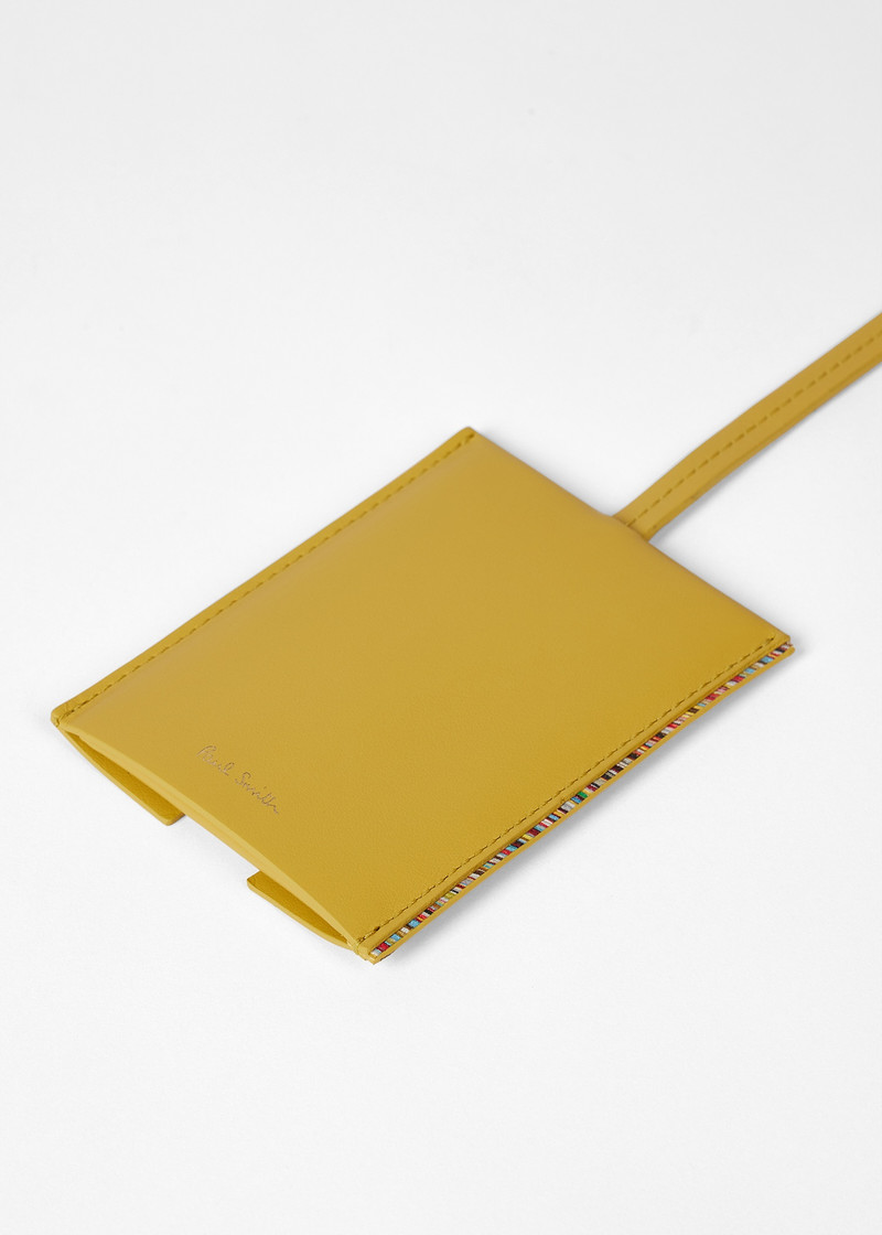 Yellow Leather 'Signature Stripe' Trim Luggage Tag 3