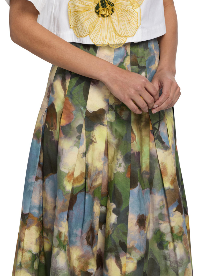 Women's Floral Cotton Pleated Maxi Skirt - Cactus Multi 6