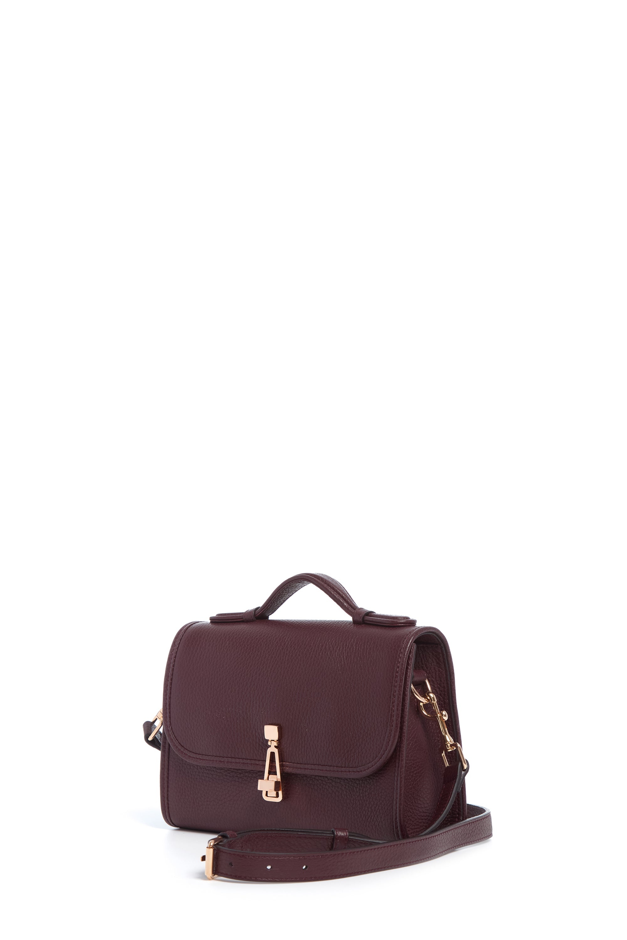 Small Leonora Flap Bag in Bordeaux Textured Leather - 2