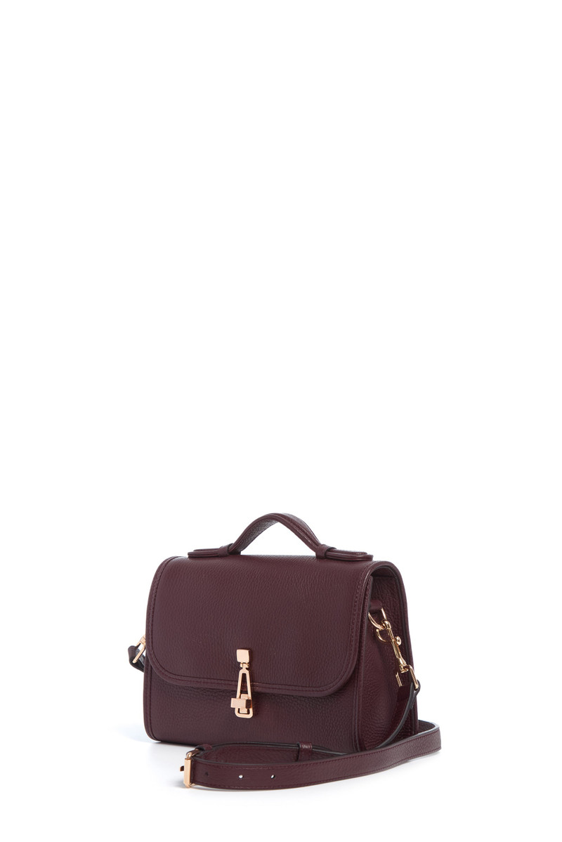GABRIELA HEARST Small Leonora Flap Bag in Bordeaux Textured Leather outlook