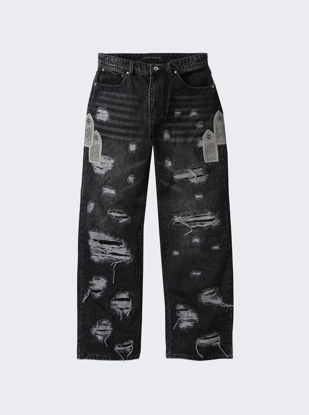 Side Patch Relaxation Denim Jeans Vintage Grey - 1