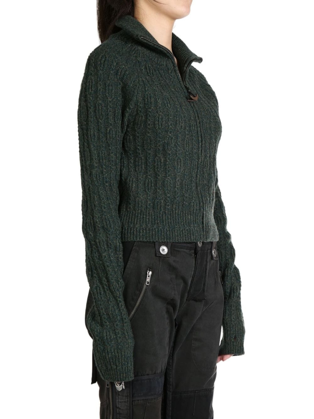 detachable-gloves cropped cardigan - 1