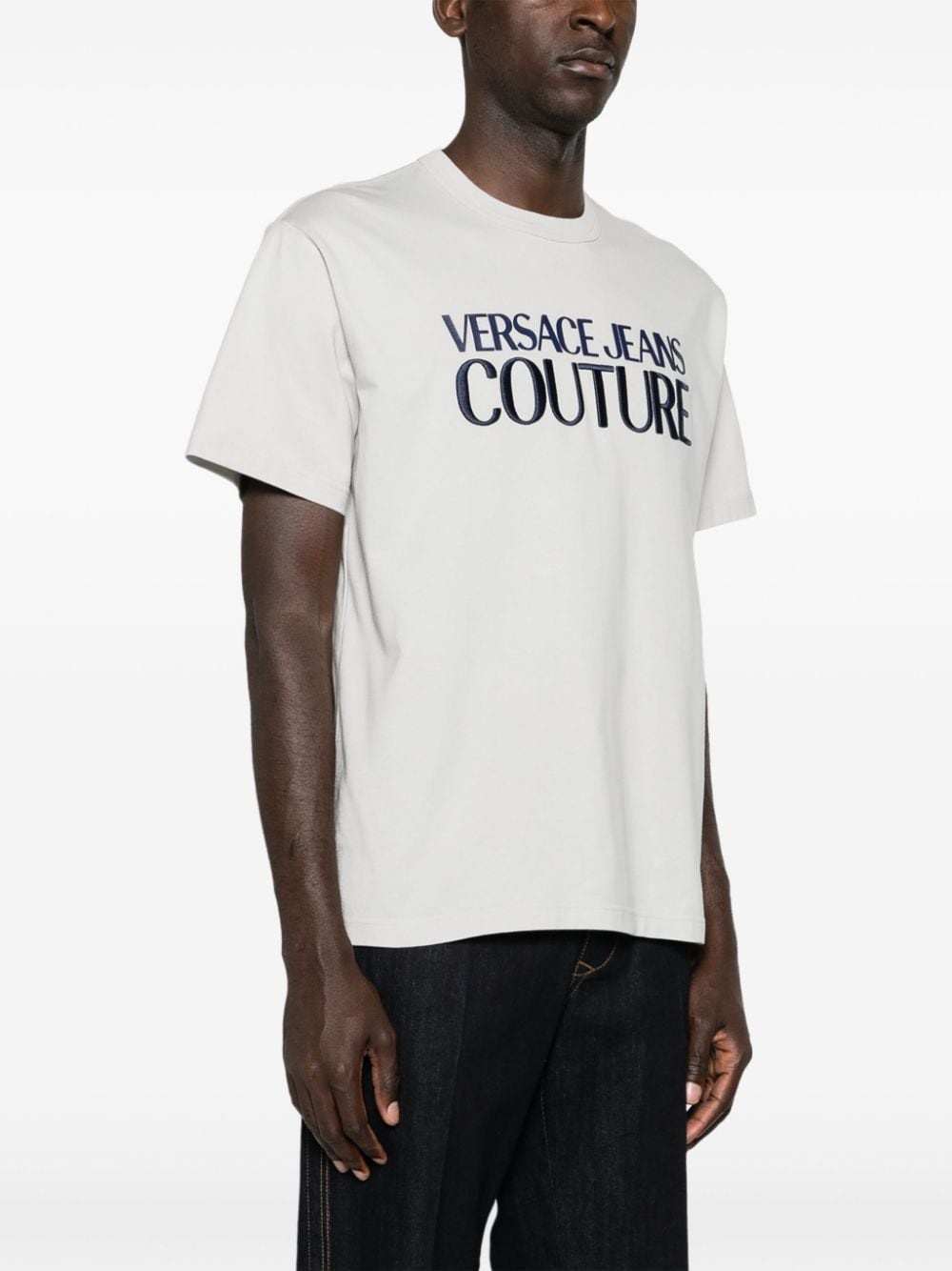 logo-embroidered cotton T-shirt - 3