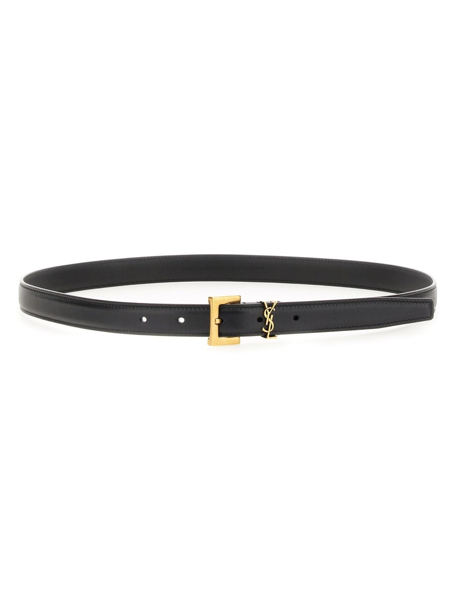 CASSANDRE SLIM BELT WITH SQUARE LEATHER BUCKLE - 1