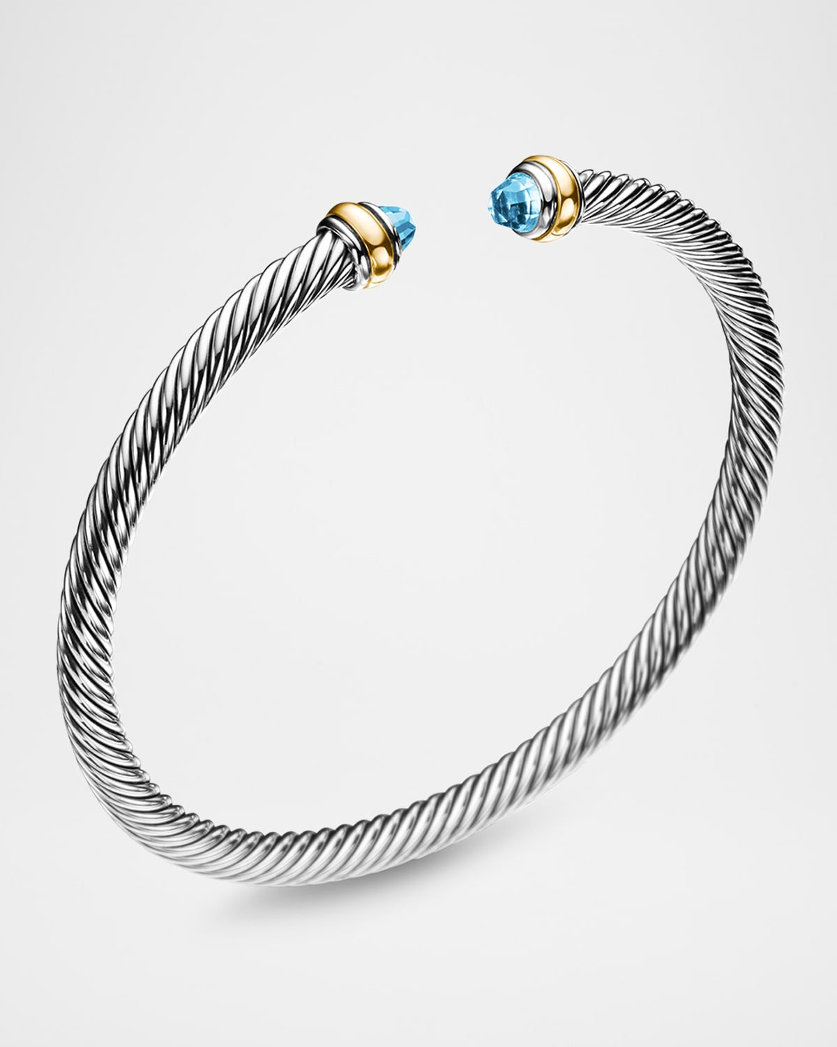Cable Bracelet with Gemstone in Silver with 18K Gold, 4mm - 3