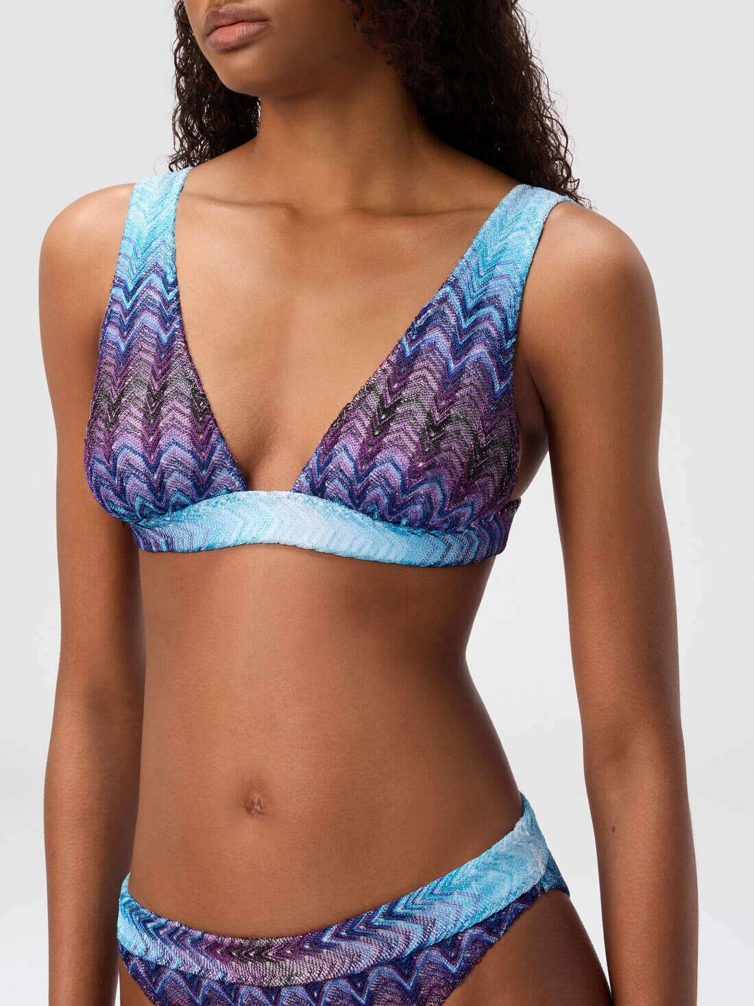 Zig zag pattern bralette bikini - 5