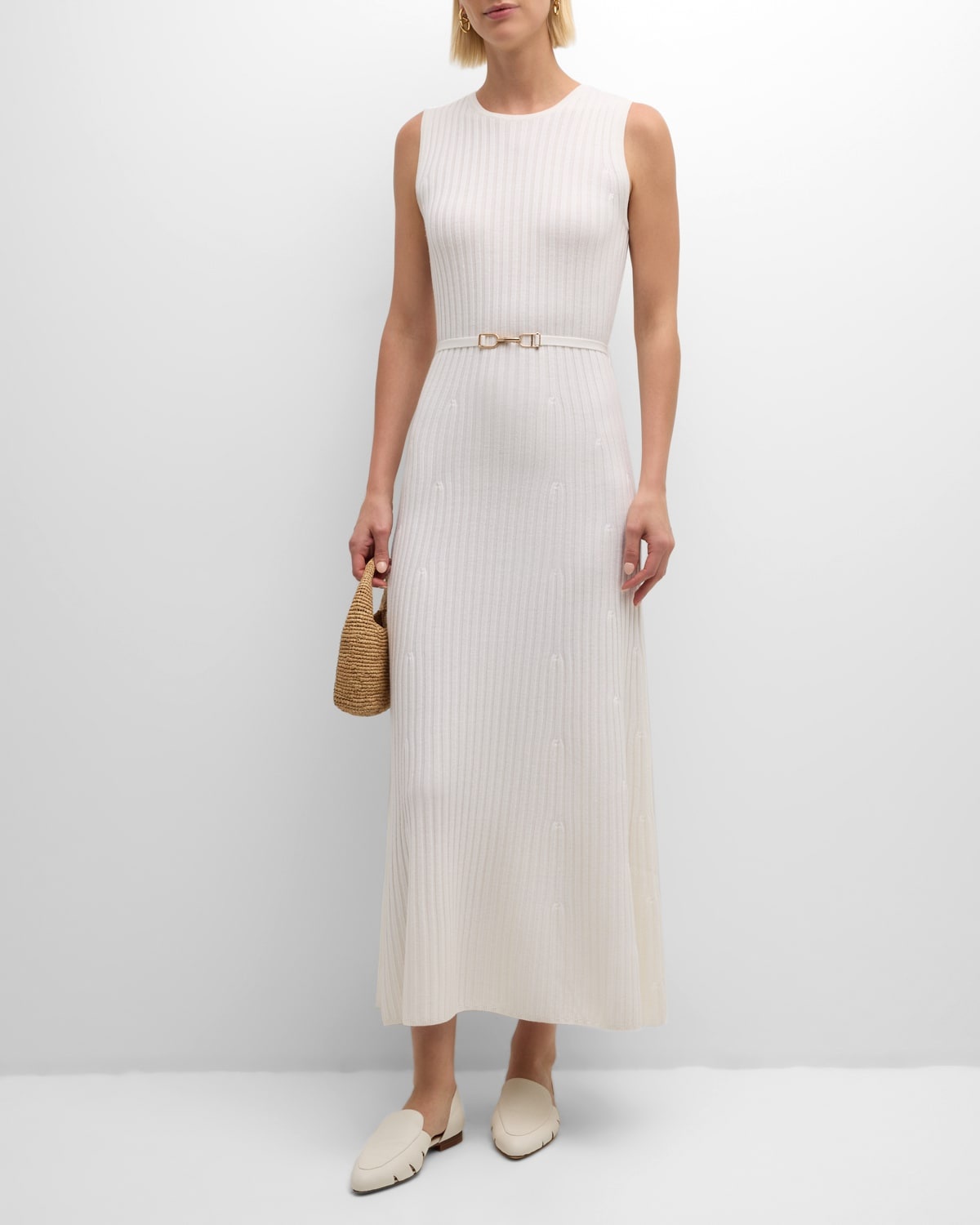 Meier Cashmere-Blend Ribbed Knit Maxi Dress with Belt - 3