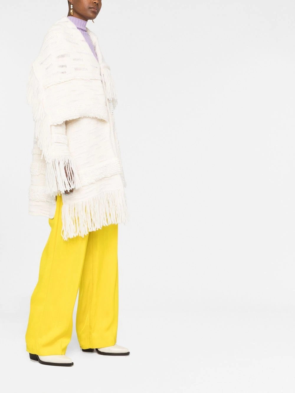 asymmetric fringed cardi-coat - 6