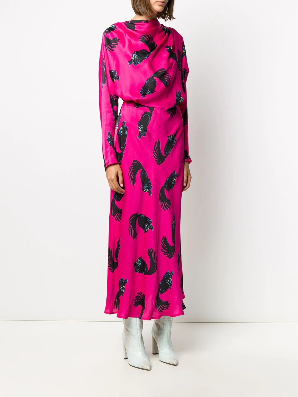 cat print long dress - 3