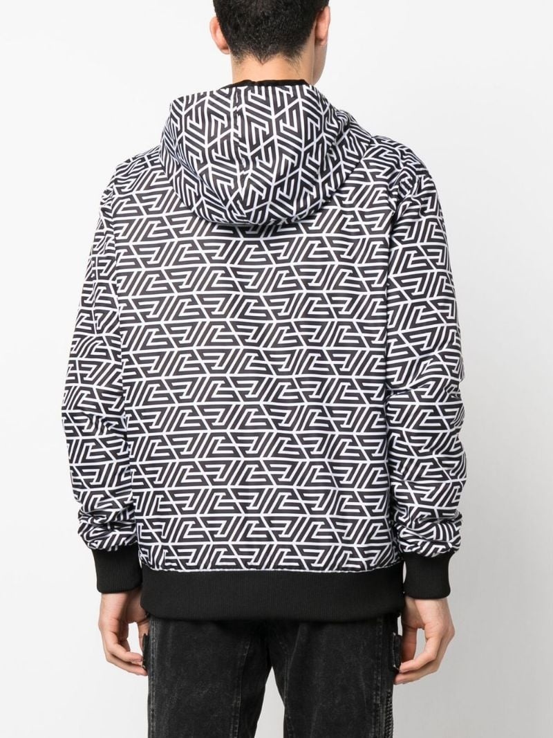 reversible monogram-print hooded jacket - 4