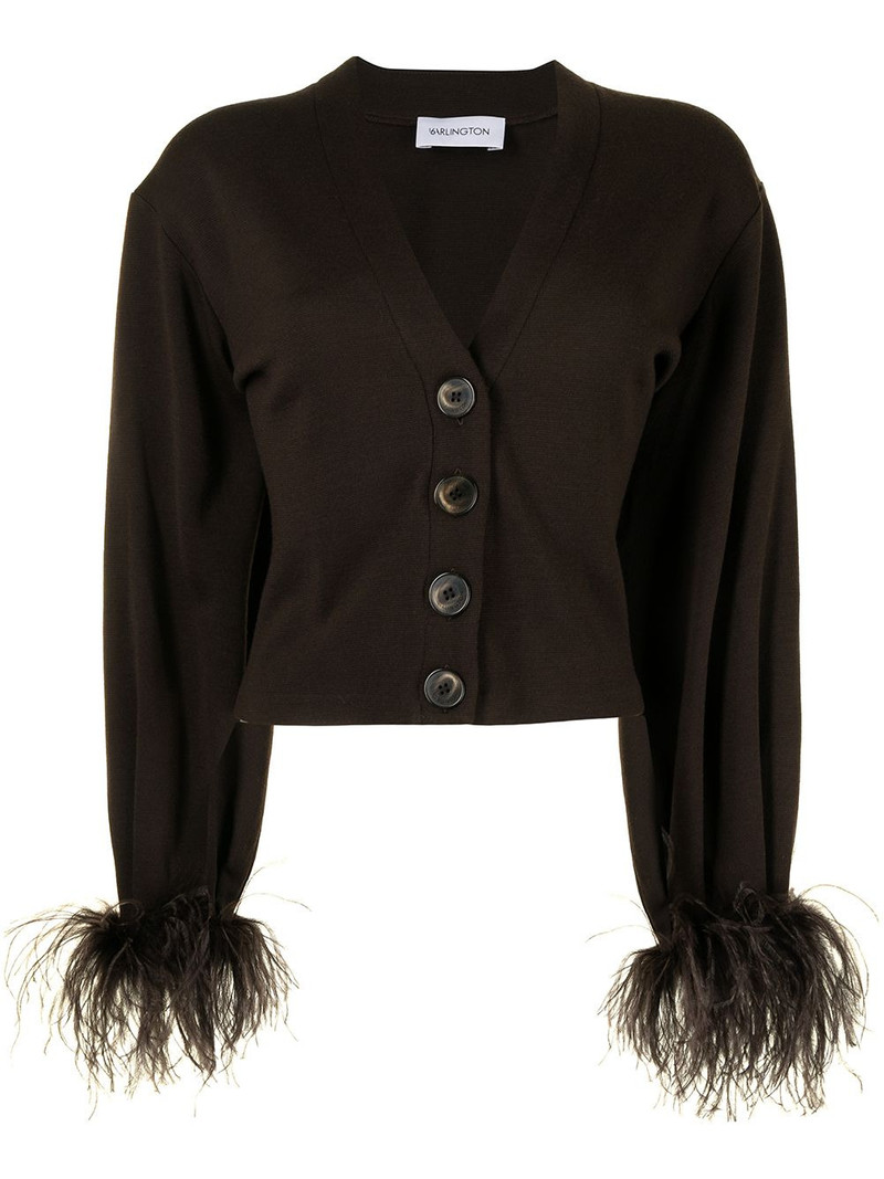 Kara feather-trim cardigan 1