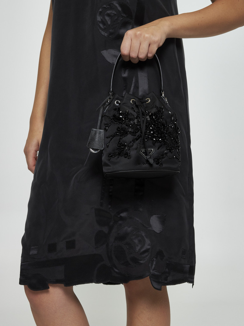 Prada Crystals Re-nylon mini bucket bag outlook