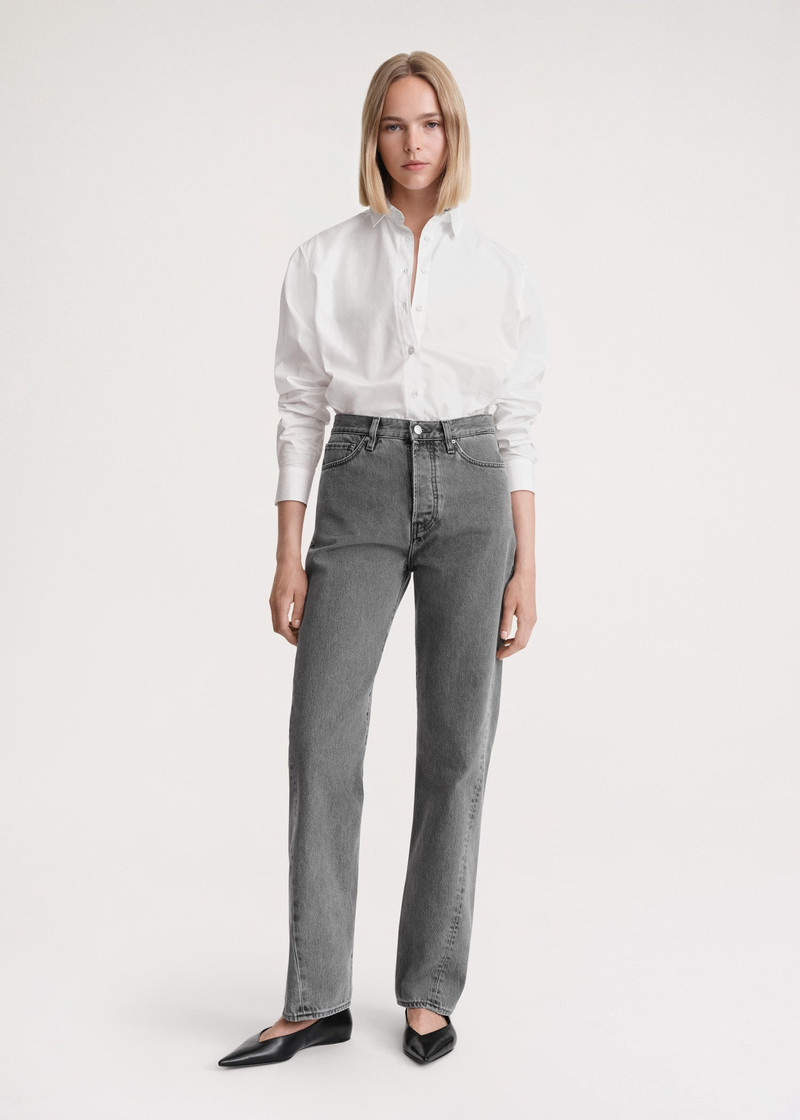 TOTEME Twisted seam denim full length mid grey outlook