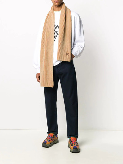 KENZO two-tone ribbed wool scarf outlook