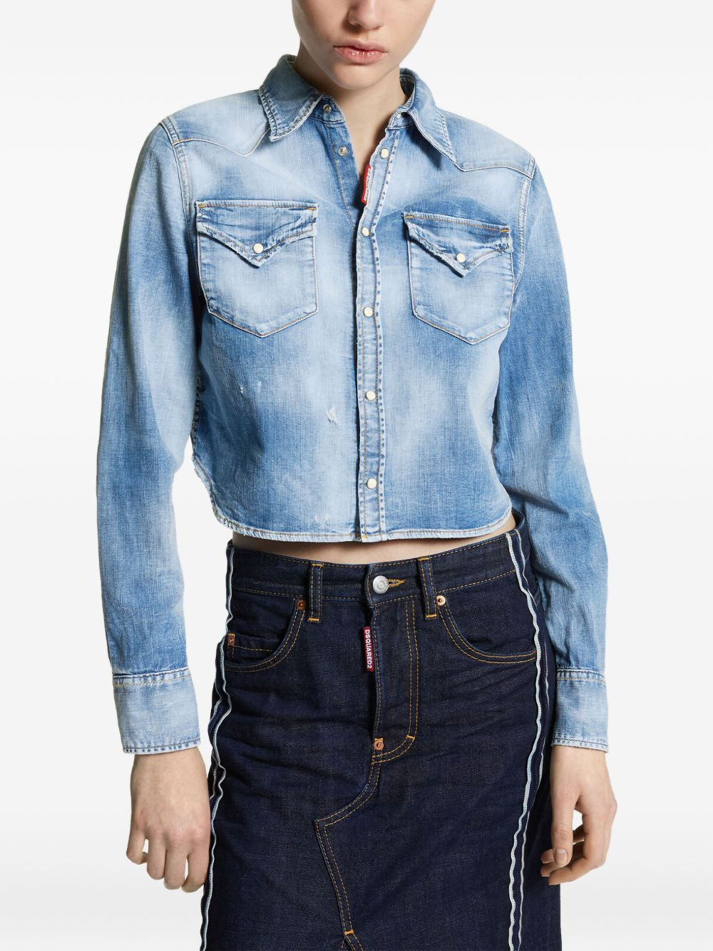 cropped denim shirt - 3