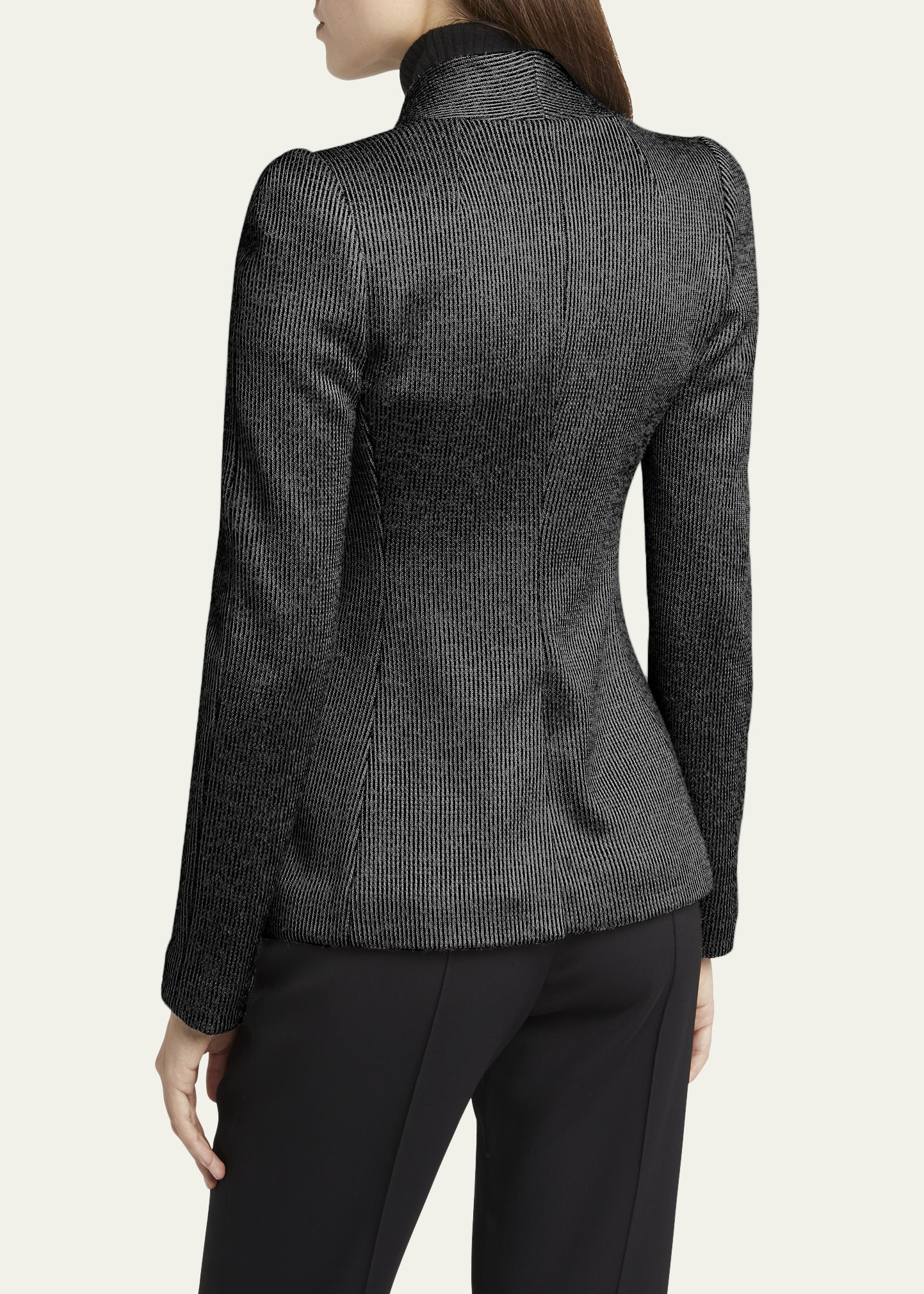 Textured Jersey Jacquard Single-Breasted Blazer - 3