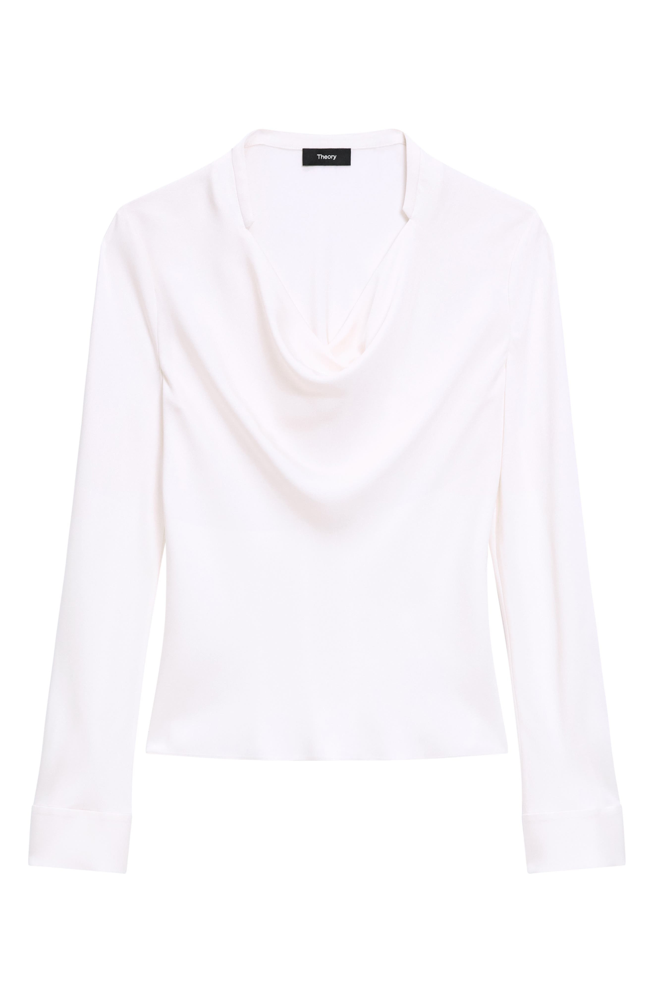 Theory Cowl Neck Silk Top in Ivory at Nordstrom - 5