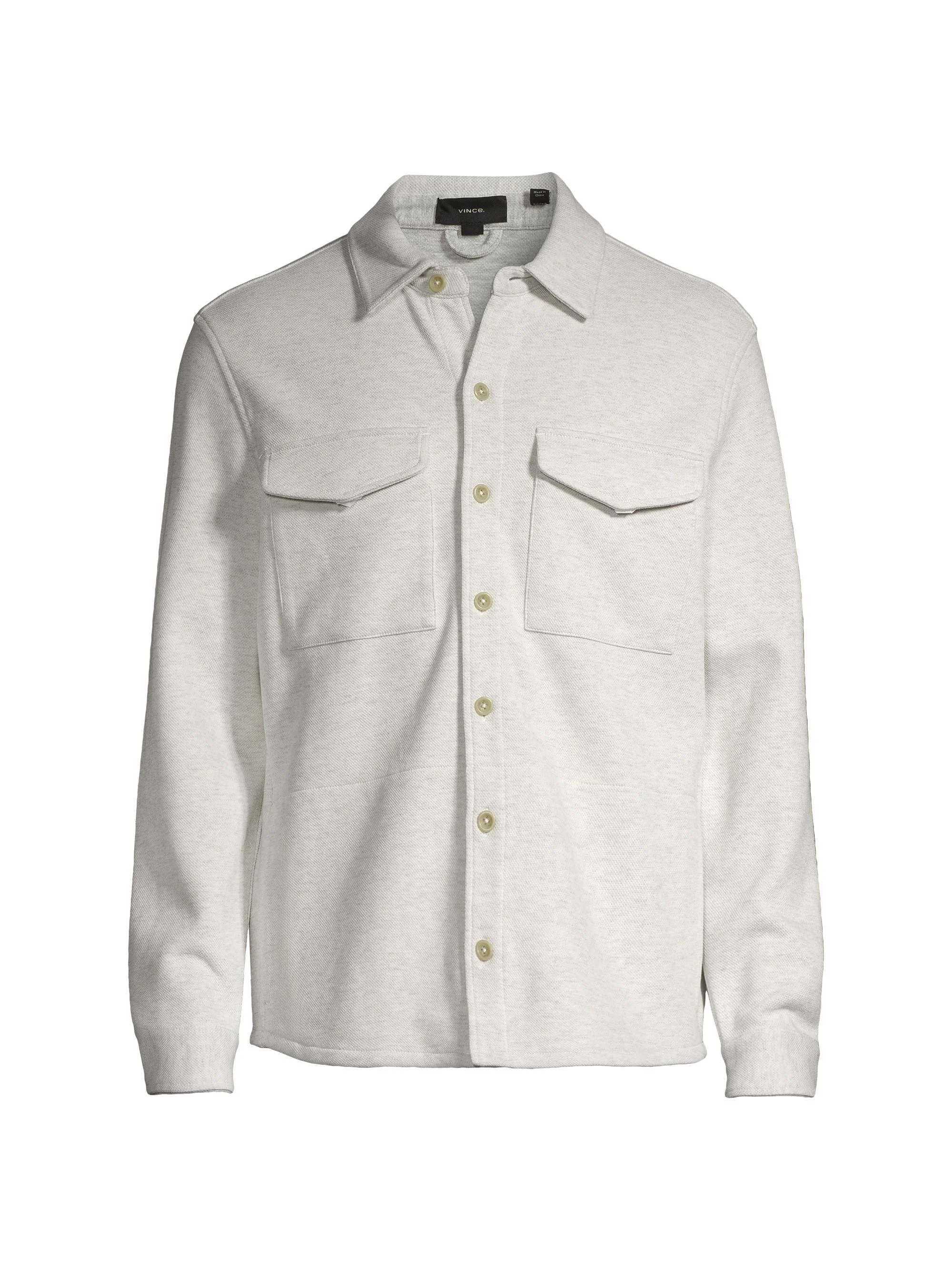 Men's Cotton-Blend Shirt Jacket - Grey - 1