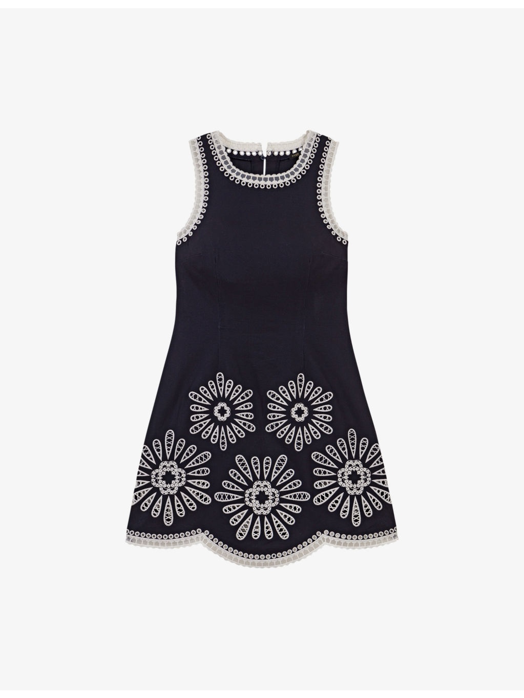 Crochet-Trim Sleeveless Stretch-Cotton Mini Dress - 1