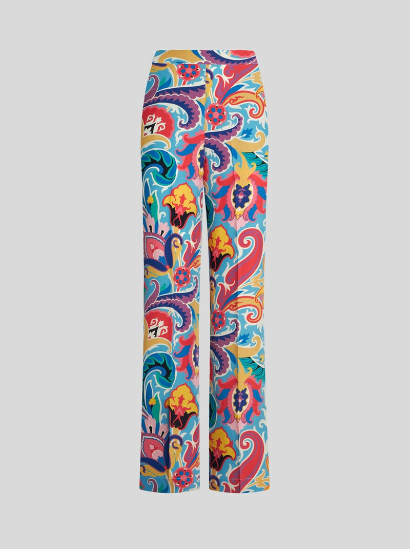SILK TROUSERS WITH FLORAL PRINT - 1