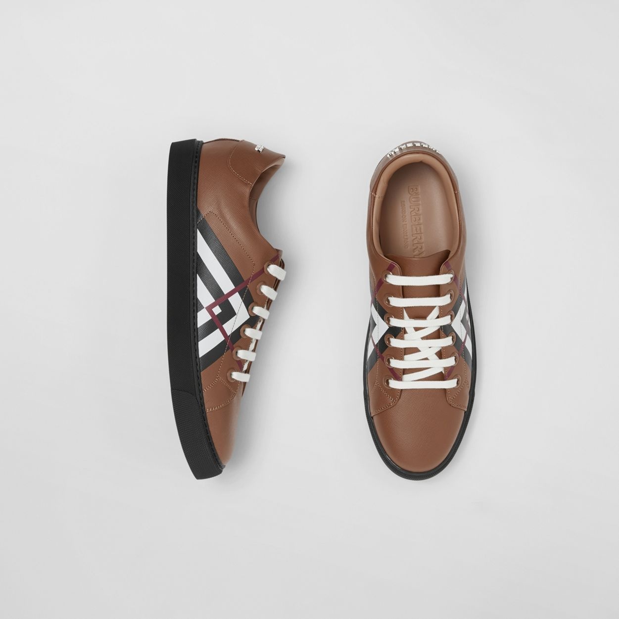 Chevron Check Leather Sneakers - 6