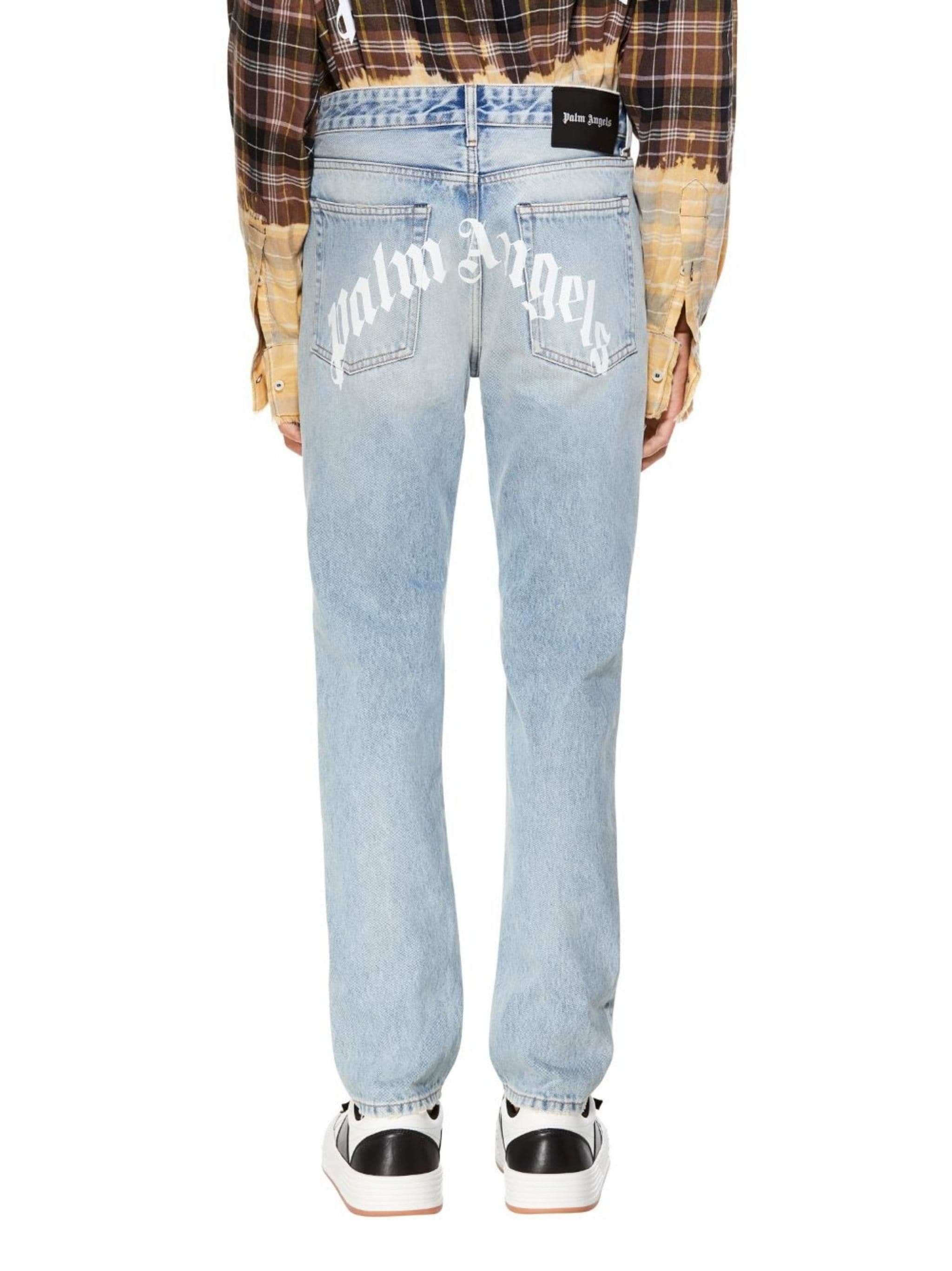 curved-logo print jeans - 6
