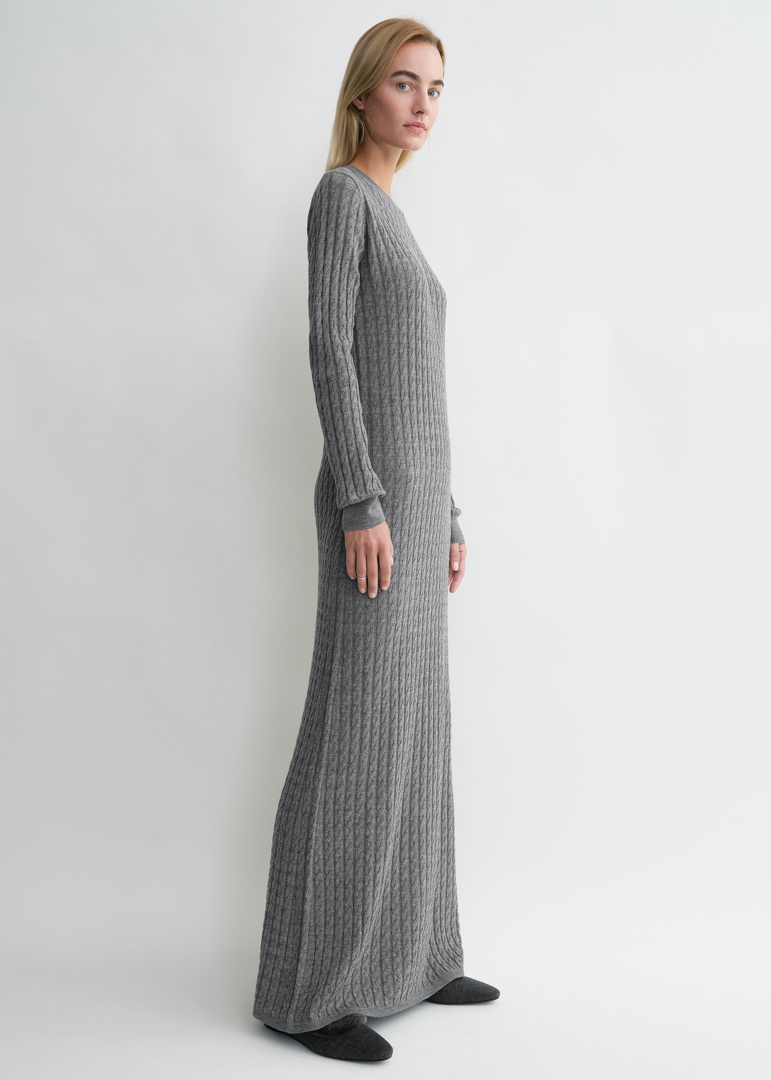 Cable knit dress grey melange - 3