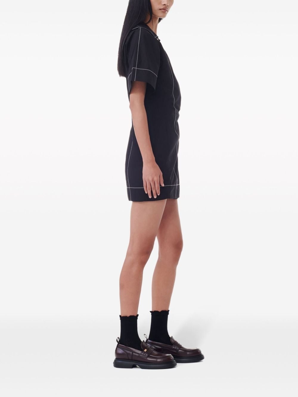contrast-stitch mini dress - 3