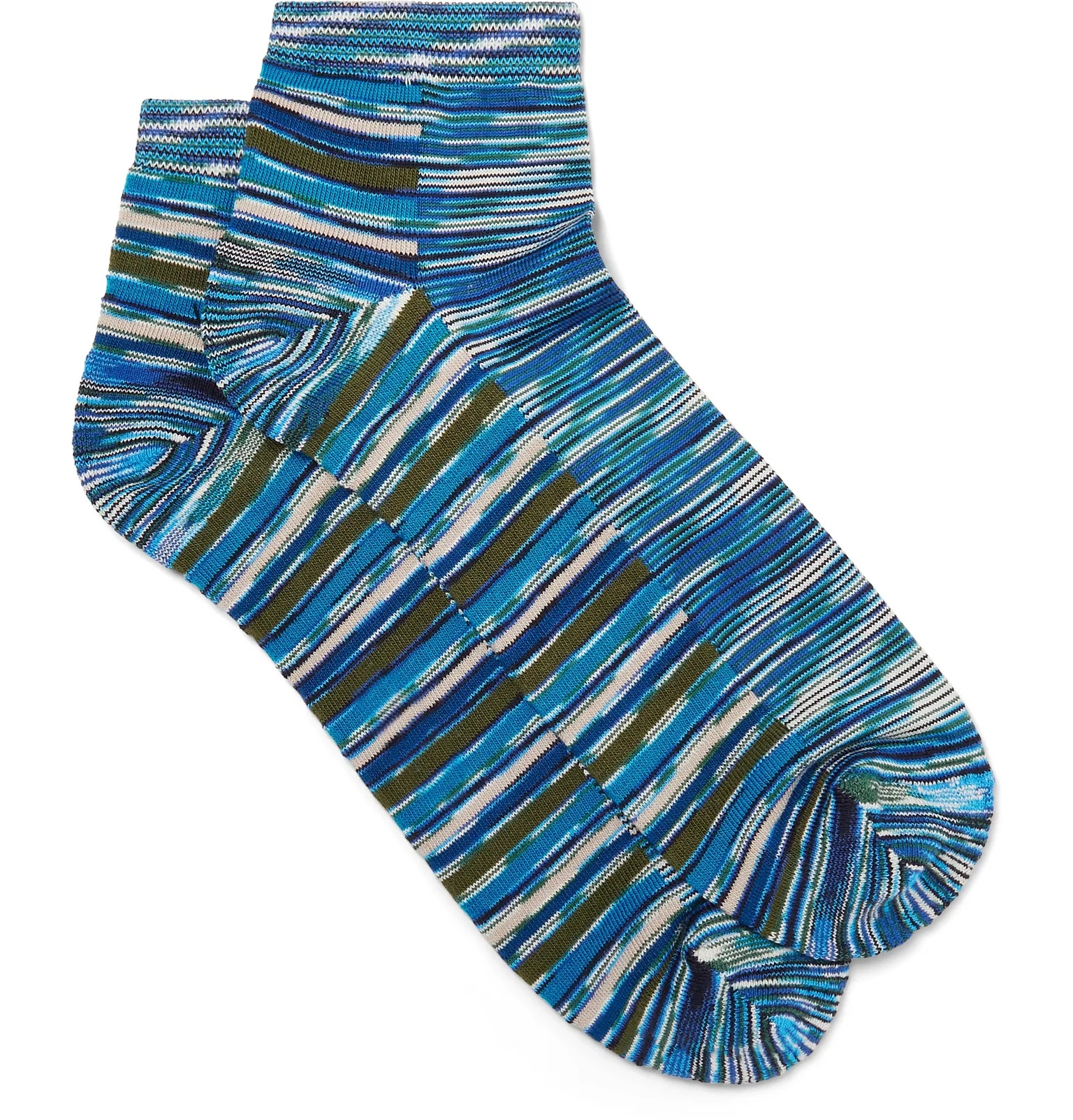 Space-Dyed Stretch-Cotton Blend Socks - 1