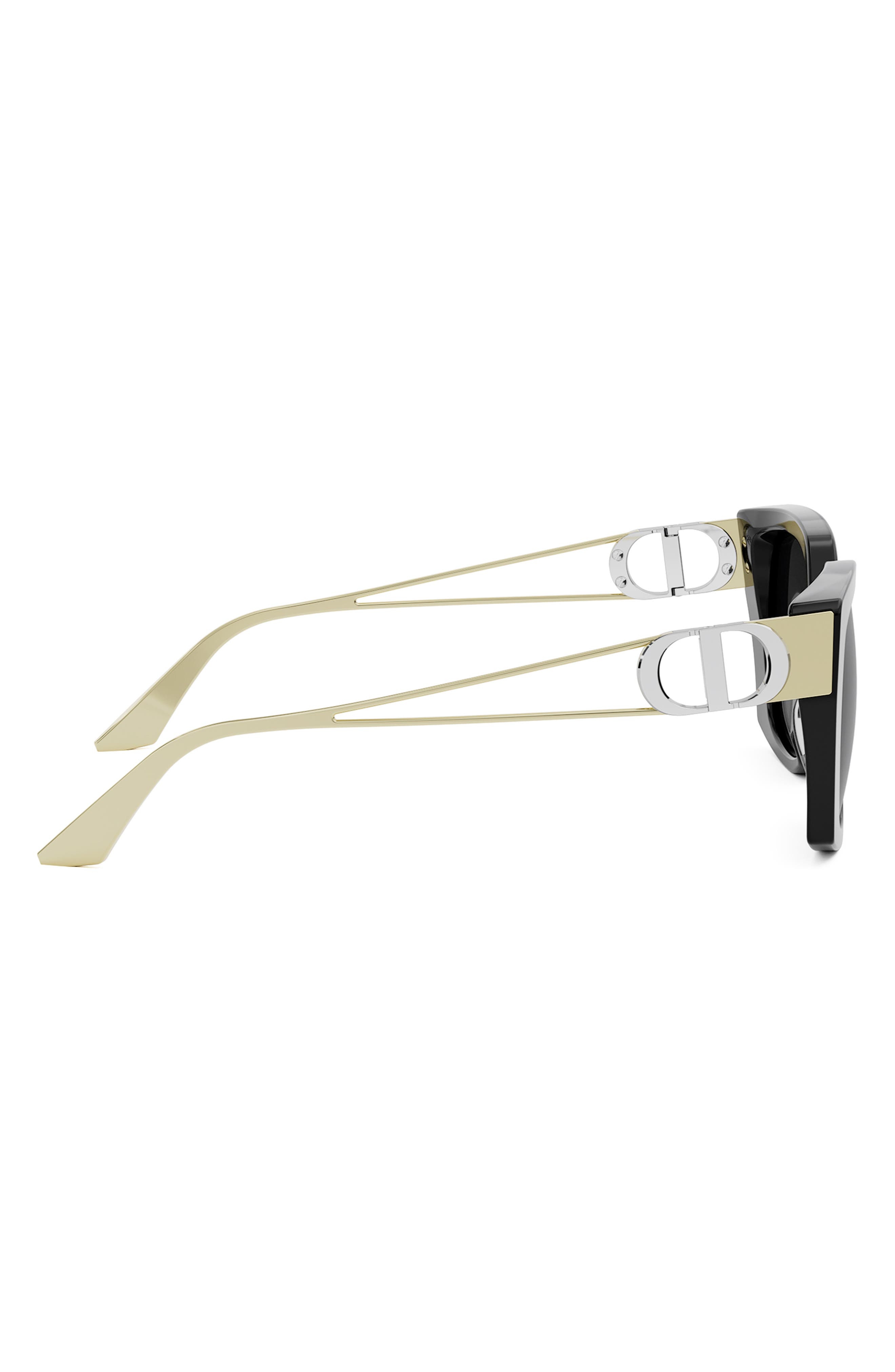 DIOR 30Montaigne S13I 53mm Square Sunglasses in Shiny Black /Smoke at Nordstrom - 3