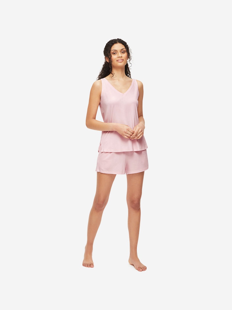 Women's Short Vest Pyjamas Lara Micro Modal Stretch Ballet Pink - 3