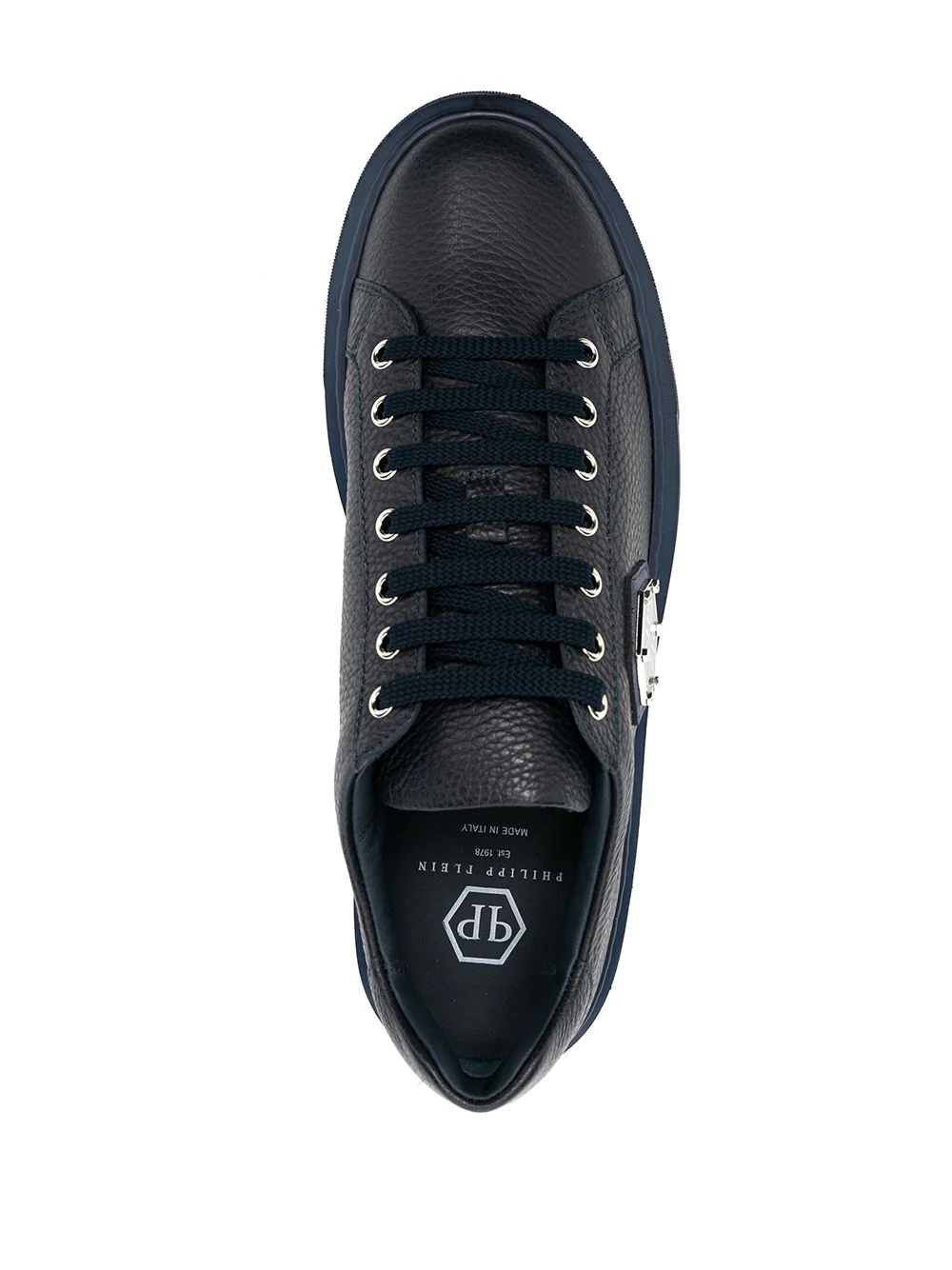 grained leather sneakers - 4