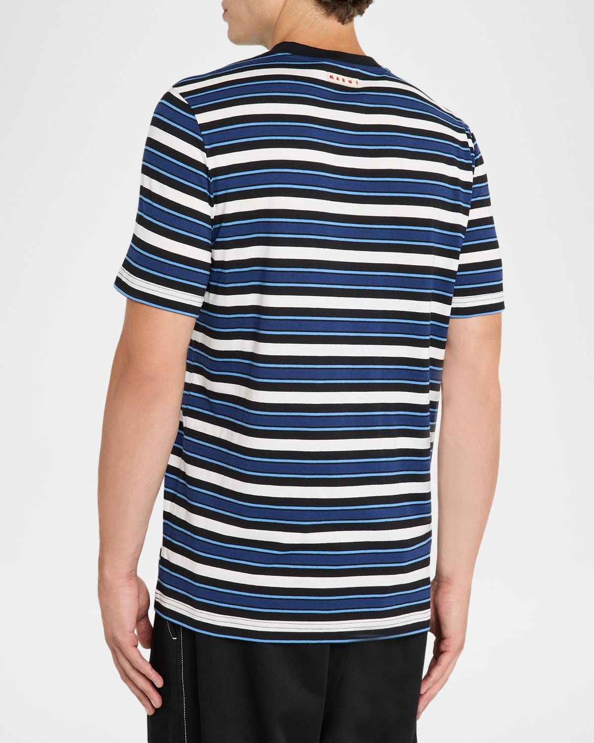 Men's Horizontal Multi-Stripe Cotton Crewneck T-Shirt - 3