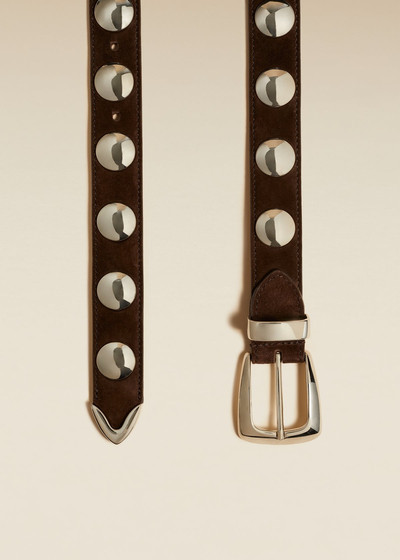 KHAITE The Benny Belt in Coffee Suede with Silver Studs outlook