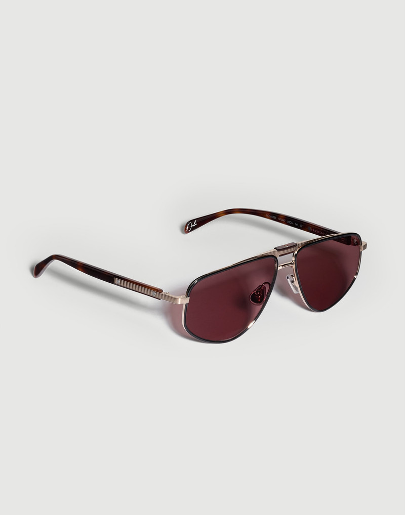 Brunello Cucinelli Dike 18k gold-plated titanium sunglasses with polarized lenses outlook