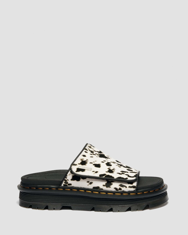 Zebzag Slides Dalmatian Hair On Leather Strap Platform Sandals 1