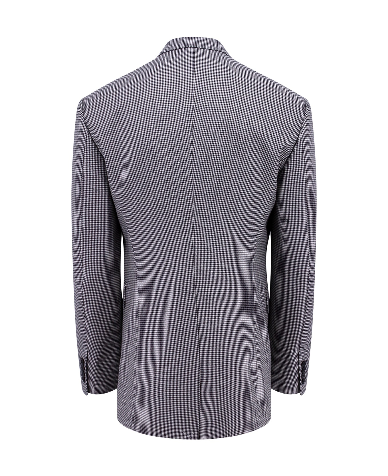 Grey Double-breasted Jacket With Houndstooth Pattern In Wool Man - 2