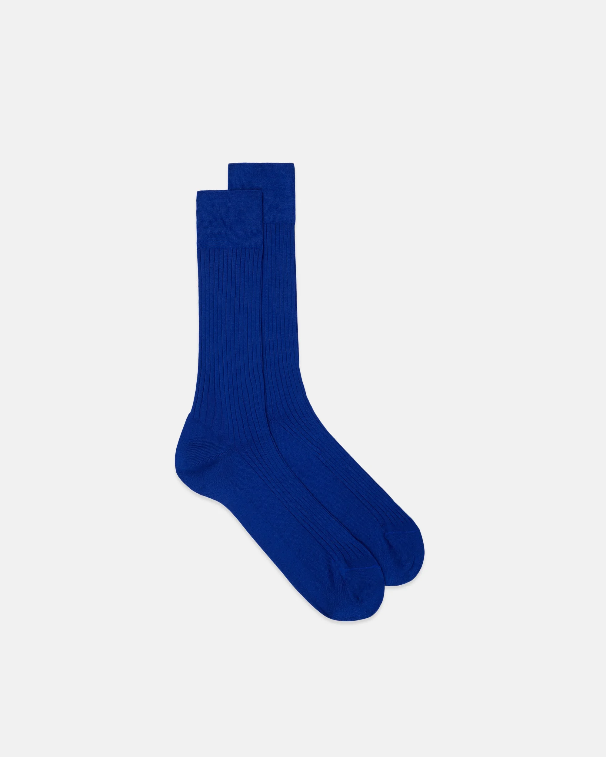 MADE-IN-ENGLAND SOLID BLUE COTTON SOCKS - 1