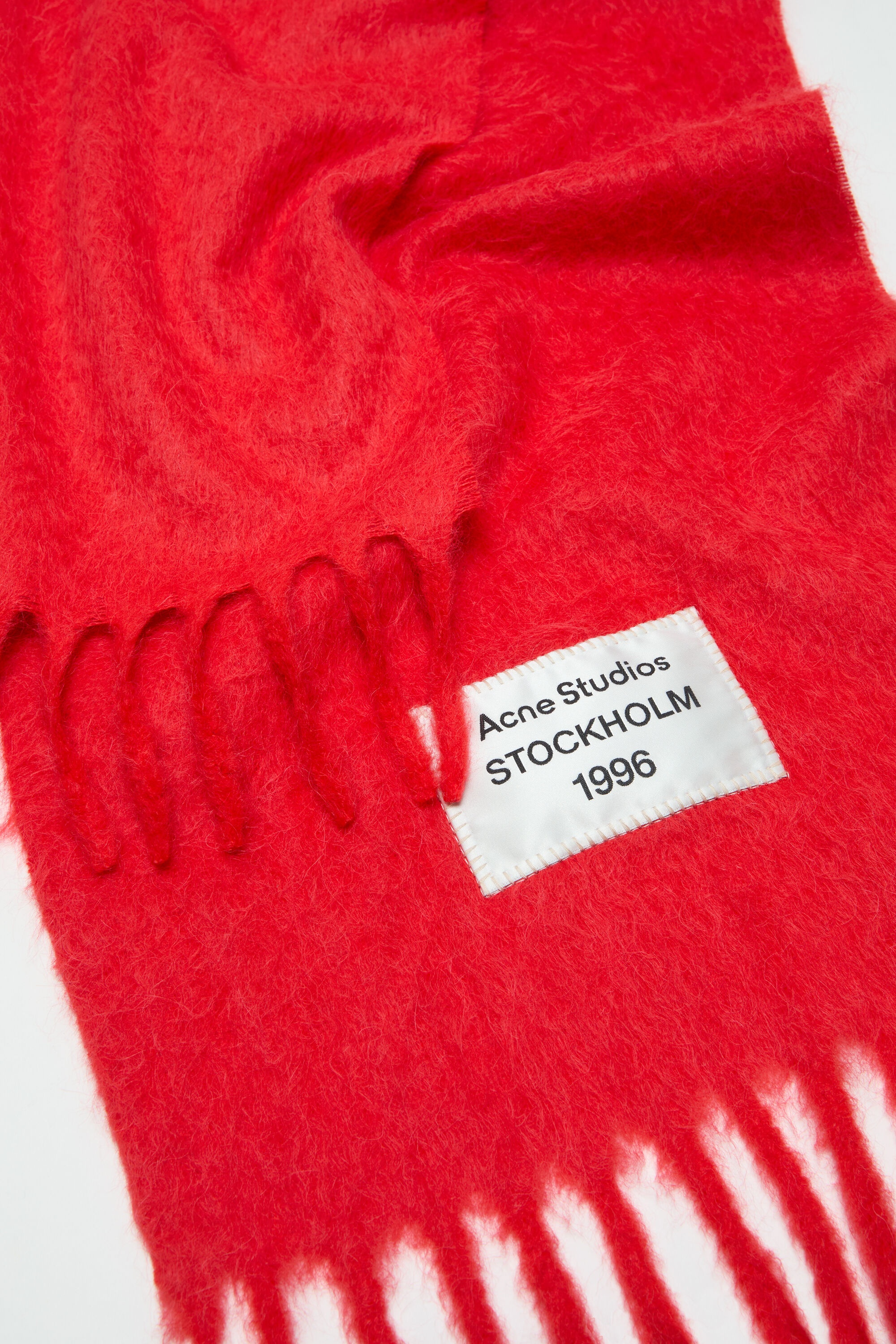 Fringe alpaca scarf - Red - 4