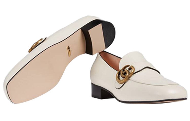(WMNS) Gucci Double G Leather Loafers 'White' 602496-C9D00-9022 - 5