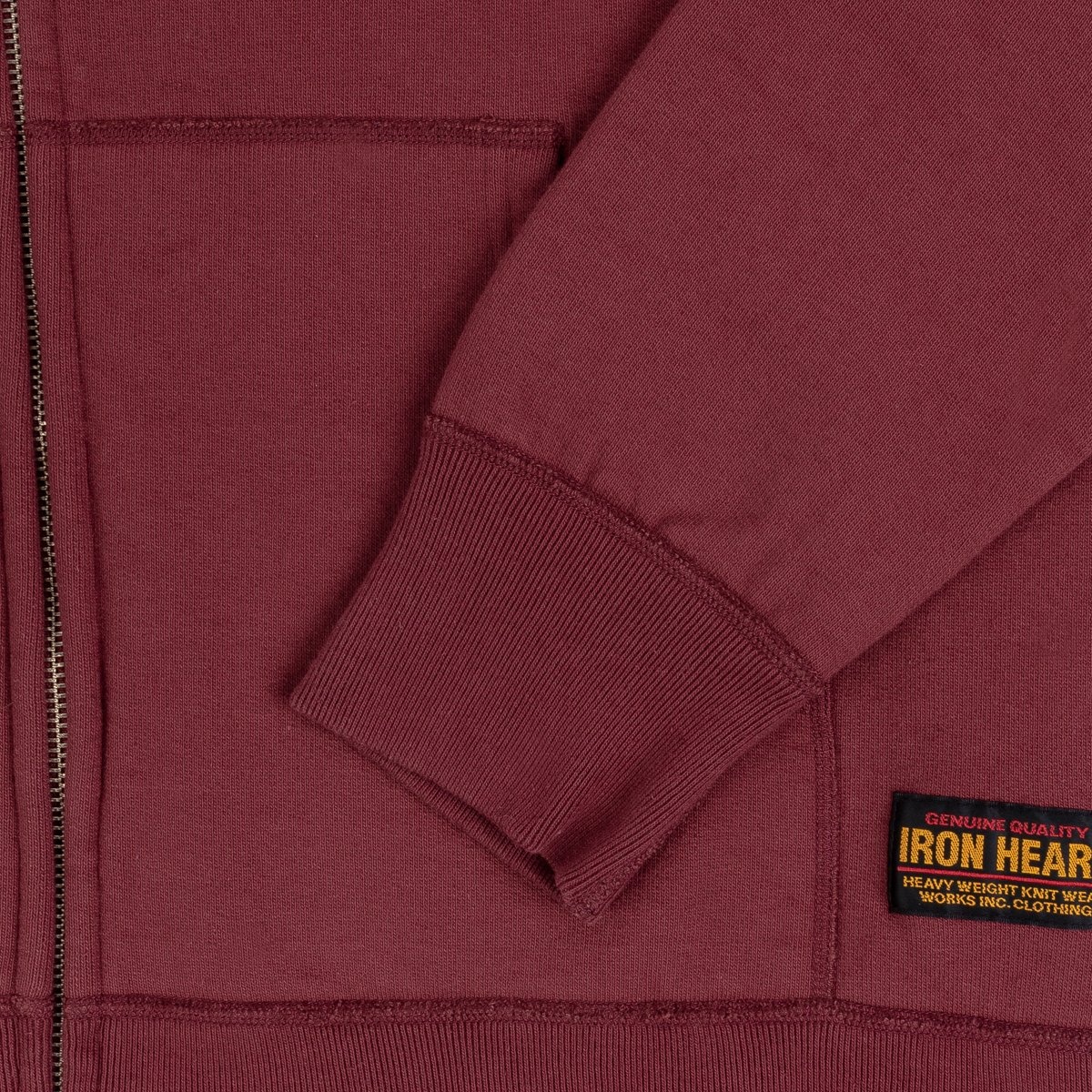 IHSW-58-BUR Printed 14oz Ultra Heavyweight Loopwheel Cotton Zippered Hoodie - Burgundy - 11