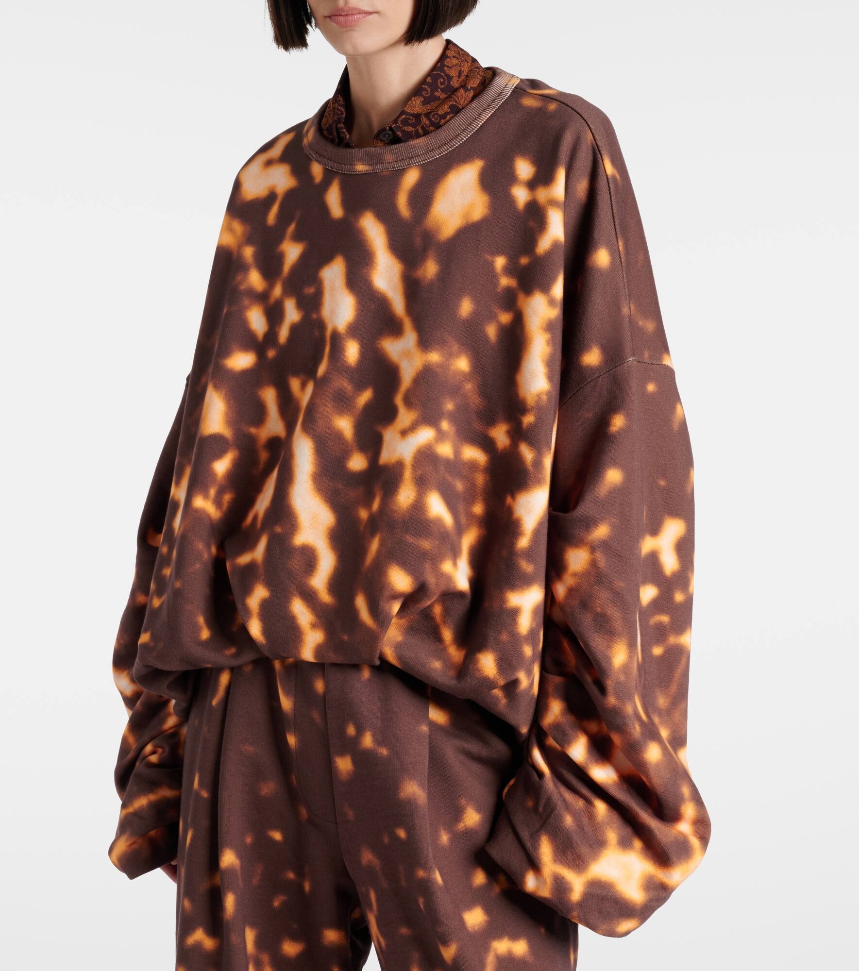 Printed gathered cotton sweatshirt - 5