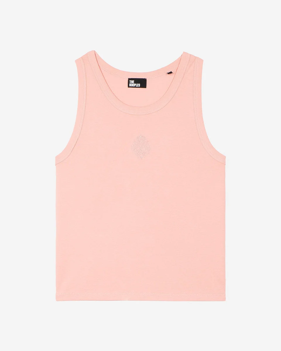 COTTON TANK TOP WITH PINK COAT OF ARMS - 1