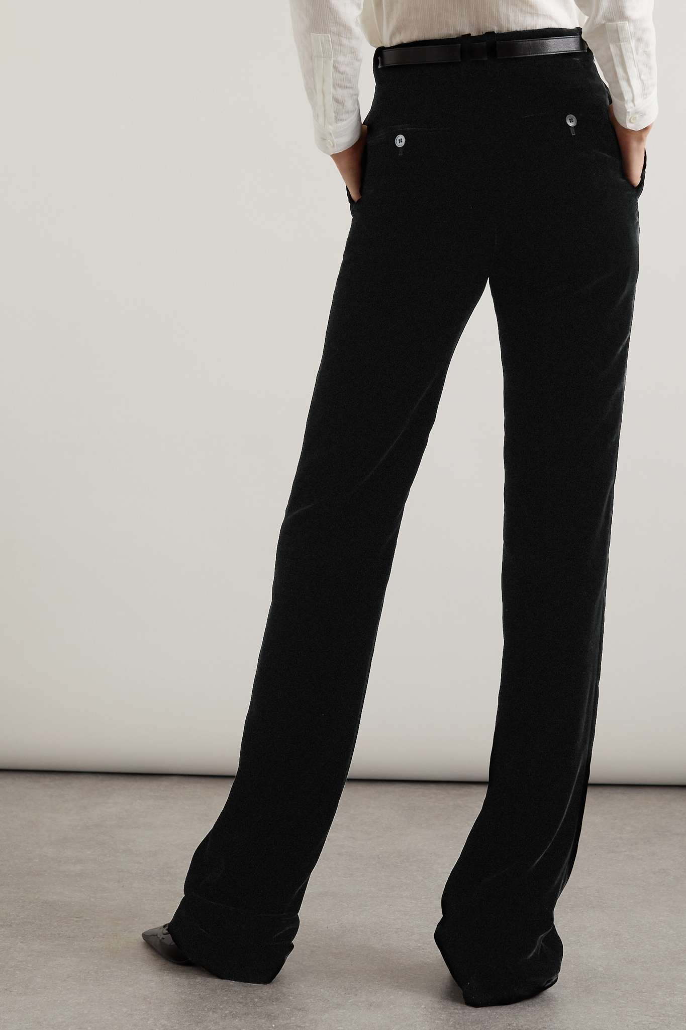 Pleated velvet flared pants - 4