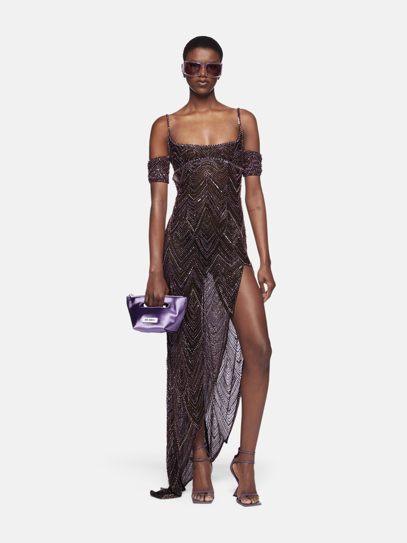 THE ATTICO DARK PURPLE LONG DRESS outlook