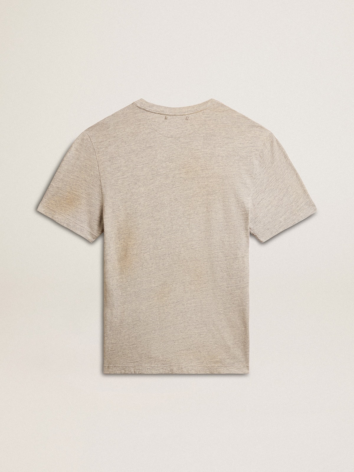 Men's gray cotton T-shirt with vintage print on the front - 2