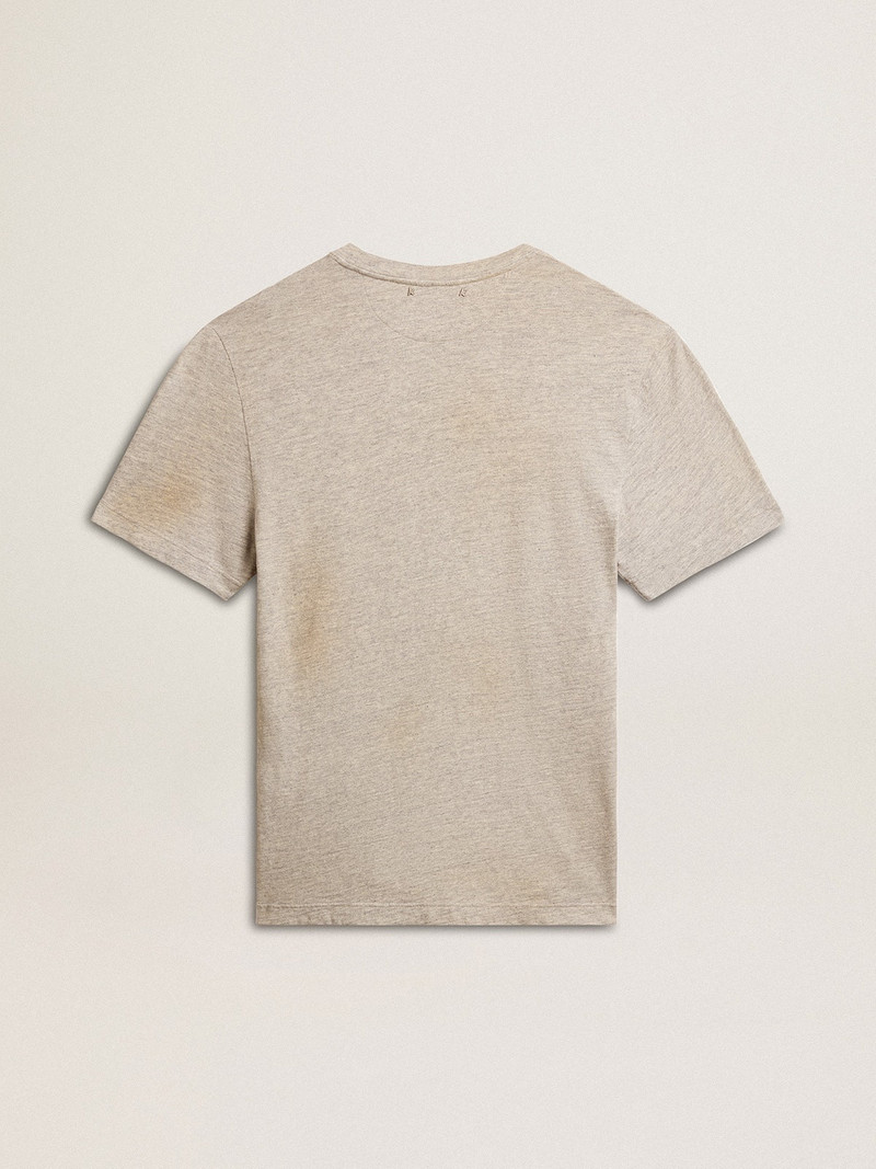 Golden Goose Men's gray cotton T-shirt with vintage print on the front outlook