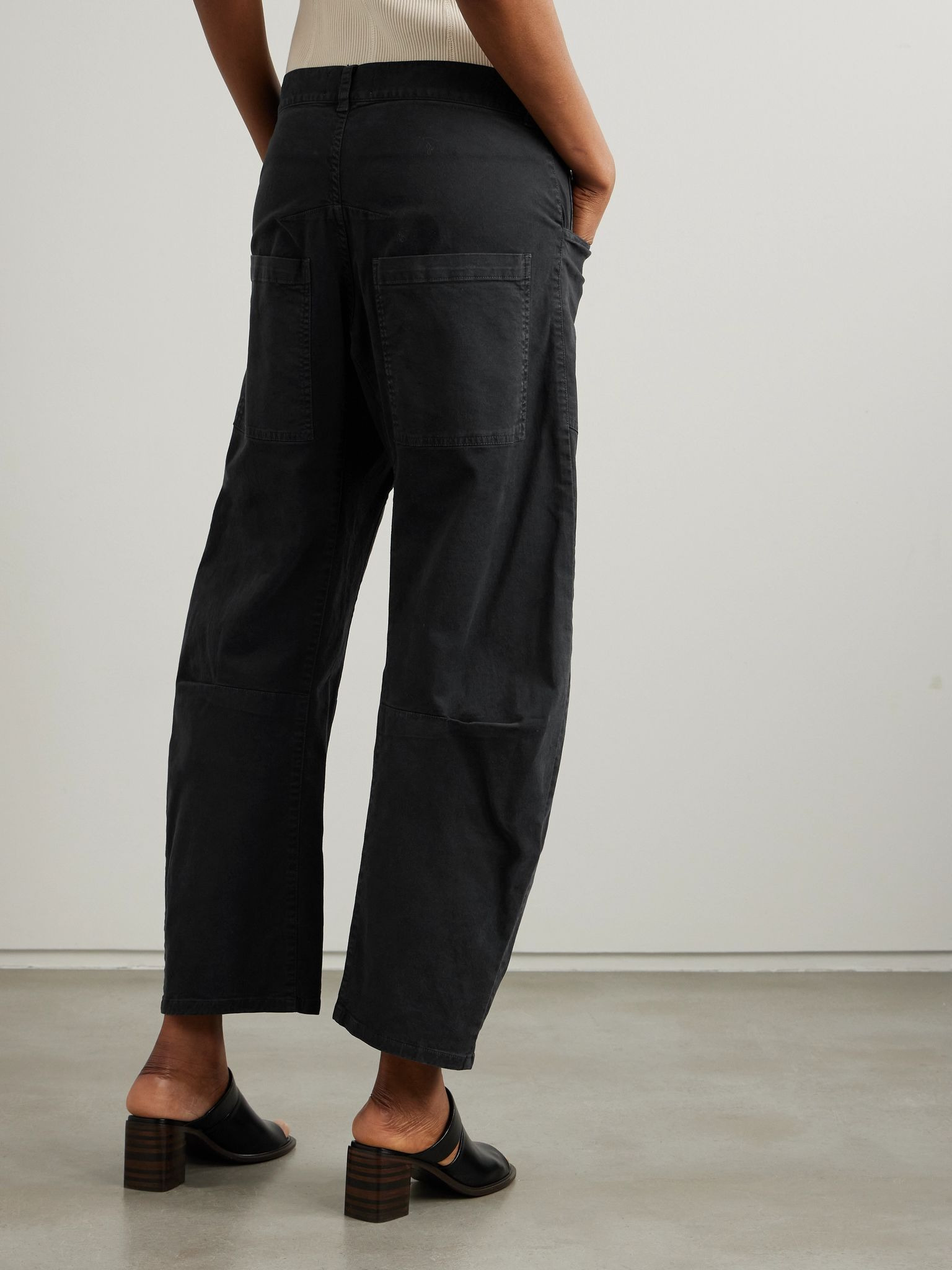Shon cotton-blend twill barrel-leg pants Black - 3