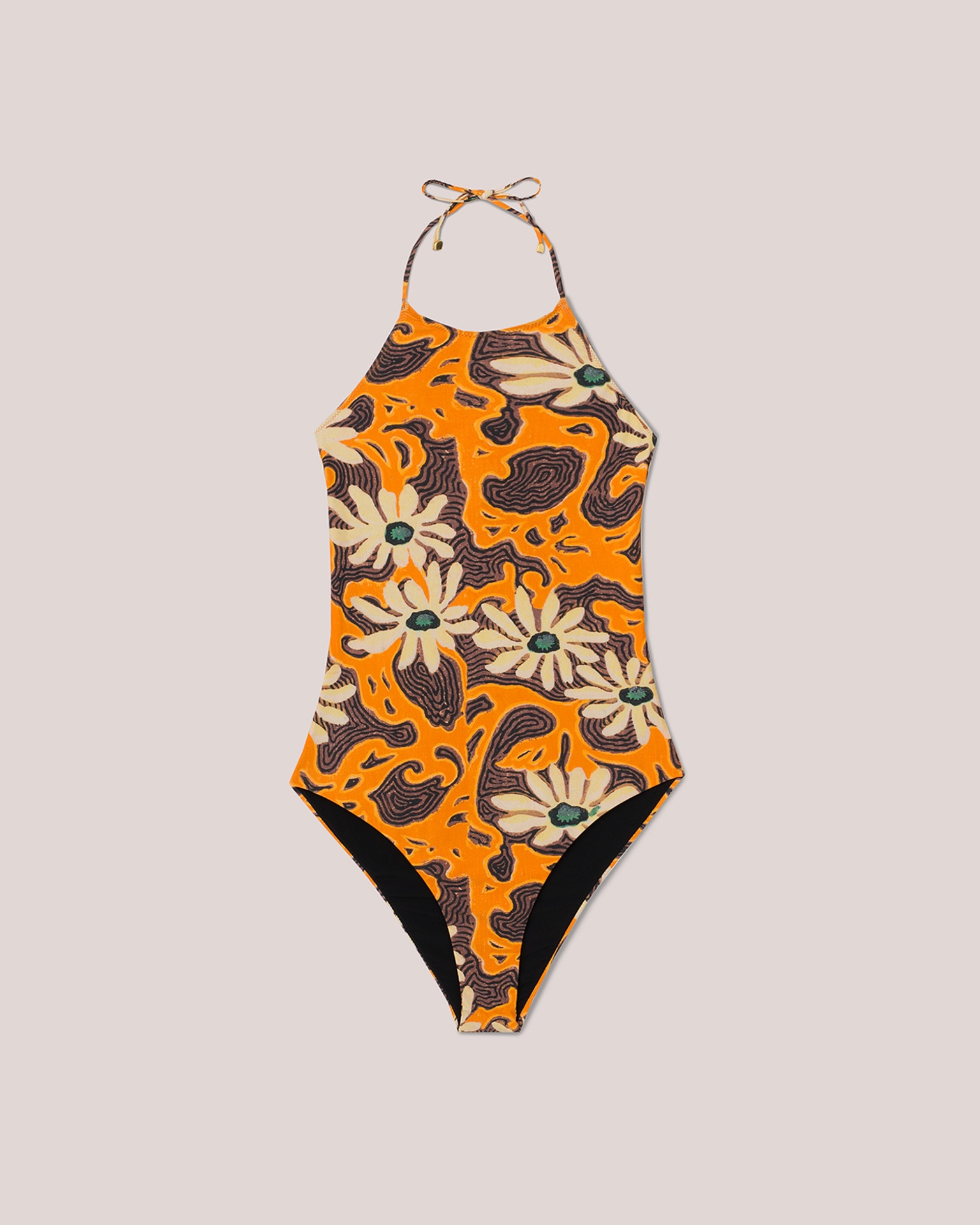 DAYLIN - Matte stretch floral onepiece - Orange - 1